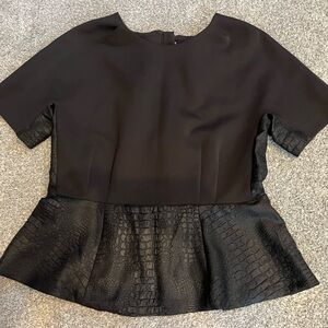 W118 By Walter Baker Women's Size large Black Short-Sleeved Peplum Top designer